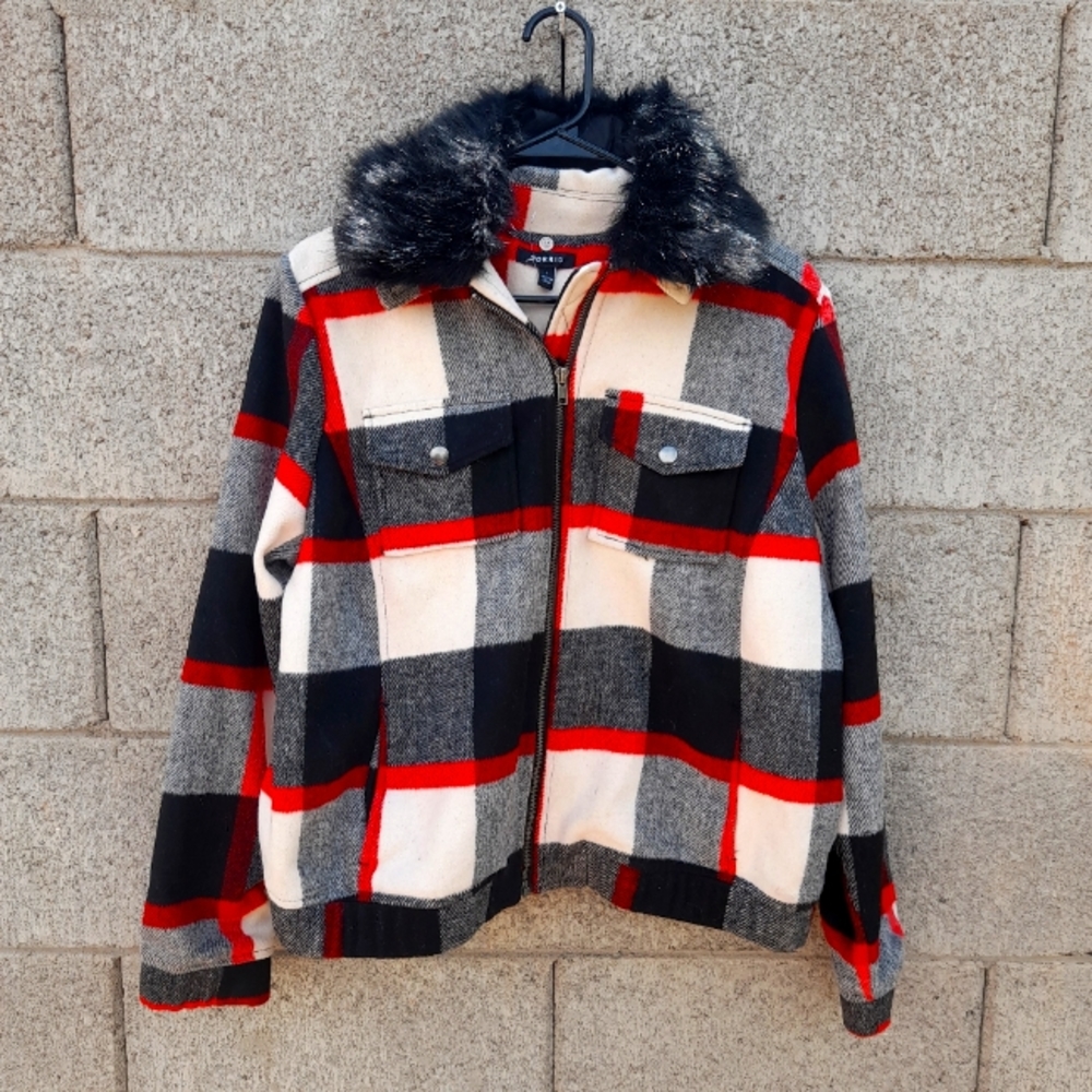 Torrid Plaid Wool Bomber Jacket